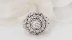 Bague Dôme Vintage En Palladium Et Diamants