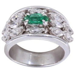 Bague Bandeau En Or Blanc, émeraude Et Diamants -Castafiore Boutique bague emeraude et diamants en or blanc 868095