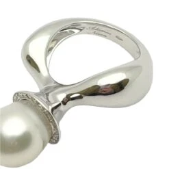 Bague En Or Blanc Diamants Et Perle -Castafiore Boutique bague en or blanc diamants et perle 411613