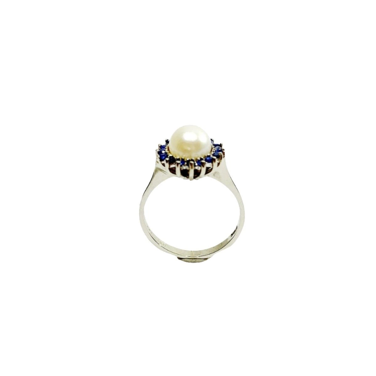 Bague En Or Blanc, Perle Et Saphirs 3 Bague En Or Blanc, Perle Et Saphirs – Image 3