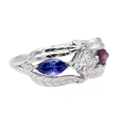 Bague En Or Blanc, Tanzanite, Grenat Et Diamant -Castafiore Boutique bague en or blanc tanzanite grenat et diamant 287423