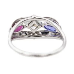 Bague En Or Blanc, Tanzanite, Grenat Et Diamant -Castafiore Boutique bague en or blanc tanzanite grenat et diamant 689876