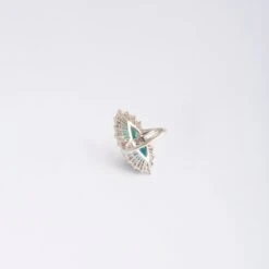 Bague En Or Gris, Ornée De Deux Cabochons Turquoises Et Diamants -Castafiore Boutique bague en or gris ornee de deux cabochons turquoises et diamants 358941