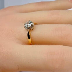 Bague En Or Jaune, Platine Et Diamant -Castafiore Boutique bague en or jaune 18 carats et platine sertie dun diamant 085 carat 512724