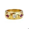 Bague En Or Jaune 18k Rubis Et Diamant
