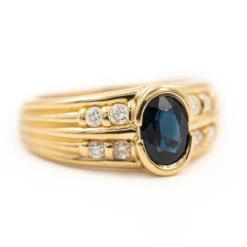 Bague En Or Jaune, Diamants Et Saphir -Castafiore Boutique bague en or jaune diamants et saphir 788891