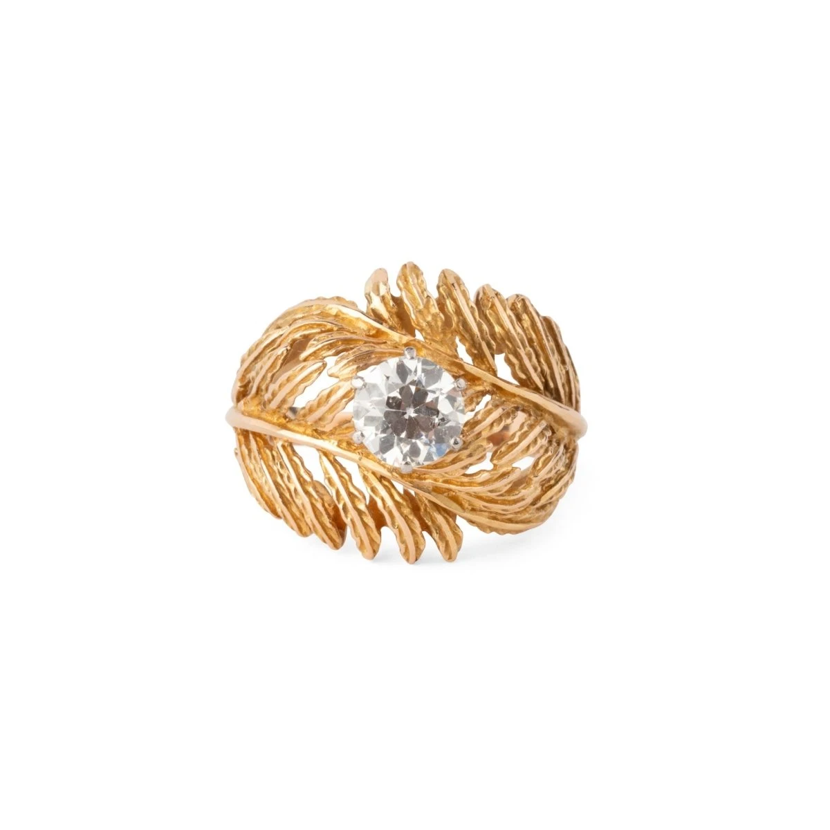 Bague Plume En Or Jaune Et Diamant 1 Bague Plume En Or Jaune Et Diamant