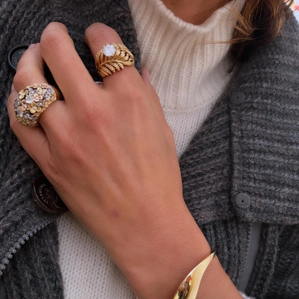 Bague Plume En Or Jaune Et Diamant 2 Bague Plume En Or Jaune Et Diamant – Image 2