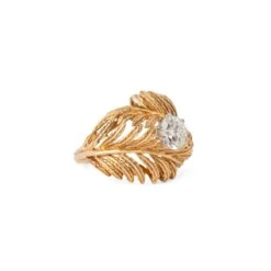 Bague Plume En Or Jaune Et Diamant 11 Bague Plume En Or Jaune Et Diamant -Castafiore Boutique bague en or jaune en forme de plume ornee dun solitaire 547199
