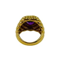 Bague Jonc Cœur En Or Jaune Et Améthyste -Castafiore Boutique bague en or jaune et amethyste 735092
