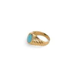Bague En Or Jaune Et Cabochon De Turquoise -Castafiore Boutique bague en or jaune et cabochon de turquoise 230130
