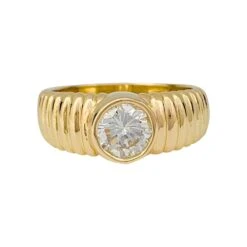 Miller Bague En Or Jaune Godronné Et Diamant -Castafiore Boutique bague en or jaune godronne et diamant 552377
