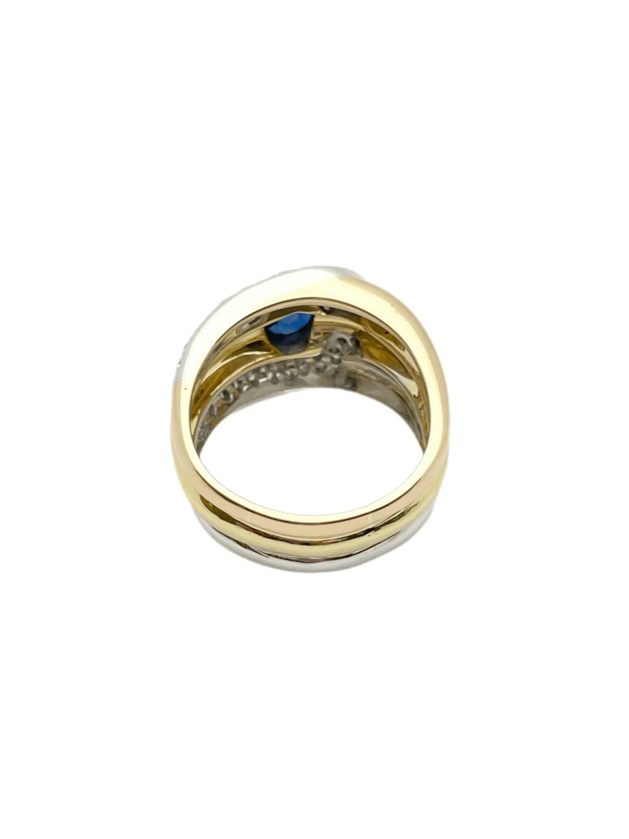 Bague En Or Jaune, Or Blanc, Or Rose, Saphir Et Diamants 4 Bague En Or Jaune, Or Blanc, Or Rose, Saphir Et Diamants – Image 4