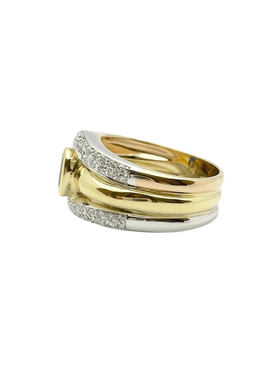 Bague En Or Jaune, Or Blanc, Or Rose, Saphir Et Diamants 3 Bague En Or Jaune, Or Blanc, Or Rose, Saphir Et Diamants – Image 3
