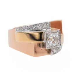 Bague En Or Jaune, Or Rose, Platine Et Diamants -Castafiore Boutique bague en or jaune or rose platine et diamants 805058