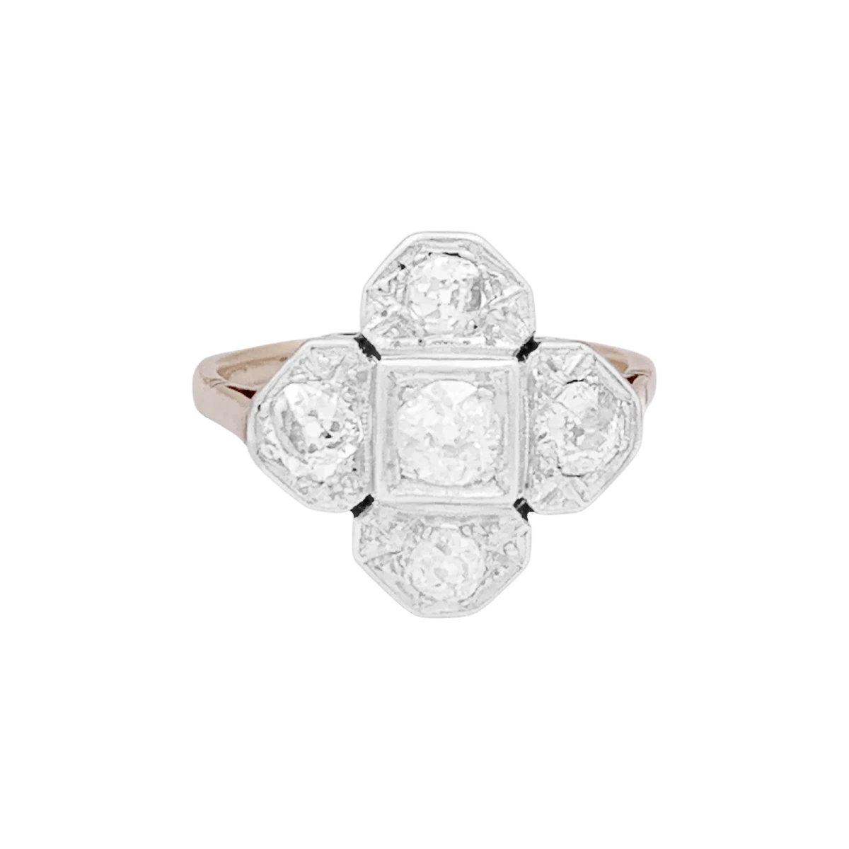 Miller Bague En Or Jaune, Platine Et Diamants 1 Miller Bague En Or Jaune, Platine Et Diamants