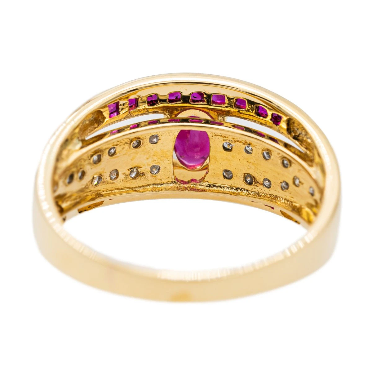 Bague En Or Jaune, Rubis Et Diamant 5 Bague En Or Jaune, Rubis Et Diamant – Image 5