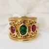 Bague En Or Jaune Rubis Et Pierre Verte -Castafiore Boutique bague en or jaune rubis et pierre verte 926769