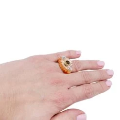 Miller Bague En Or Rose, Citrine Et Diamants -Castafiore Boutique bague en or rose citrine et diamants 595666