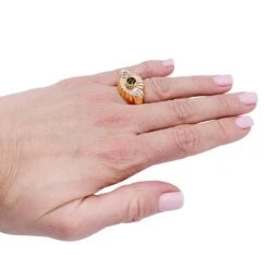 Miller Bague En Or Rose, Citrine Et Diamants -Castafiore Boutique bague en or rose citrine et diamants 695401