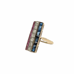 Bague En Or Rose, Saphirs, Rubis Et Diamants -Castafiore Boutique bague en or rose saphirs rubis et diamants 696436