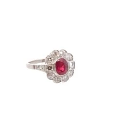 Bague En Platine, Rubis Et Diamants -Castafiore Boutique bague en platine rubis et diamants 538946