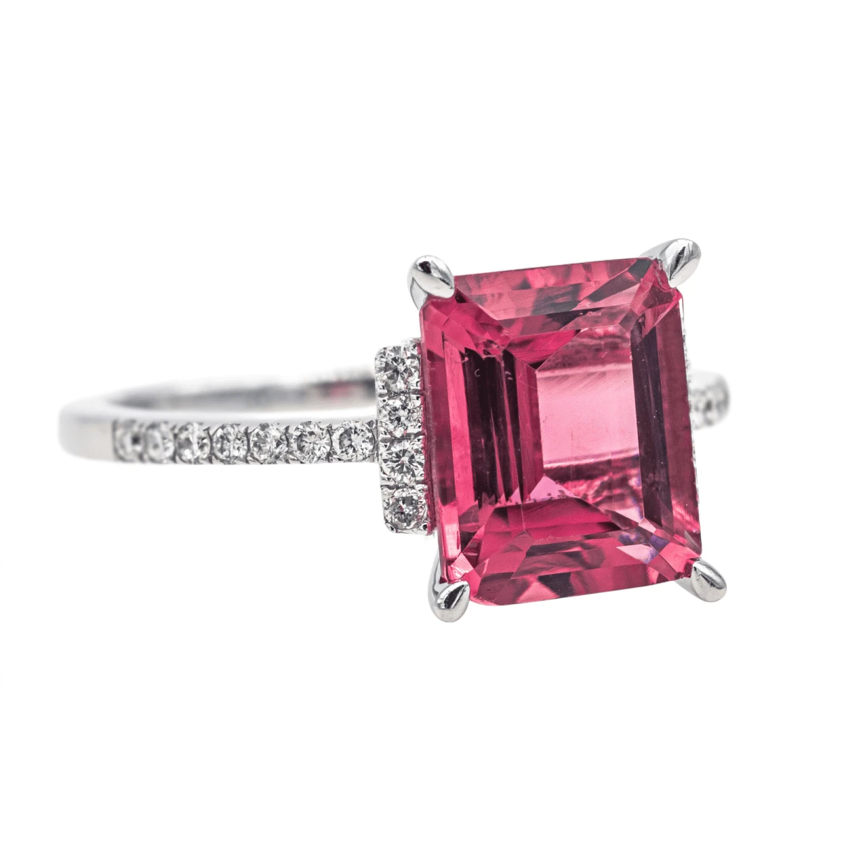Bague Entourage En Or Blanc, Tourmaline Et Diamants 6 Bague Entourage En Or Blanc, Tourmaline Et Diamants – Image 6