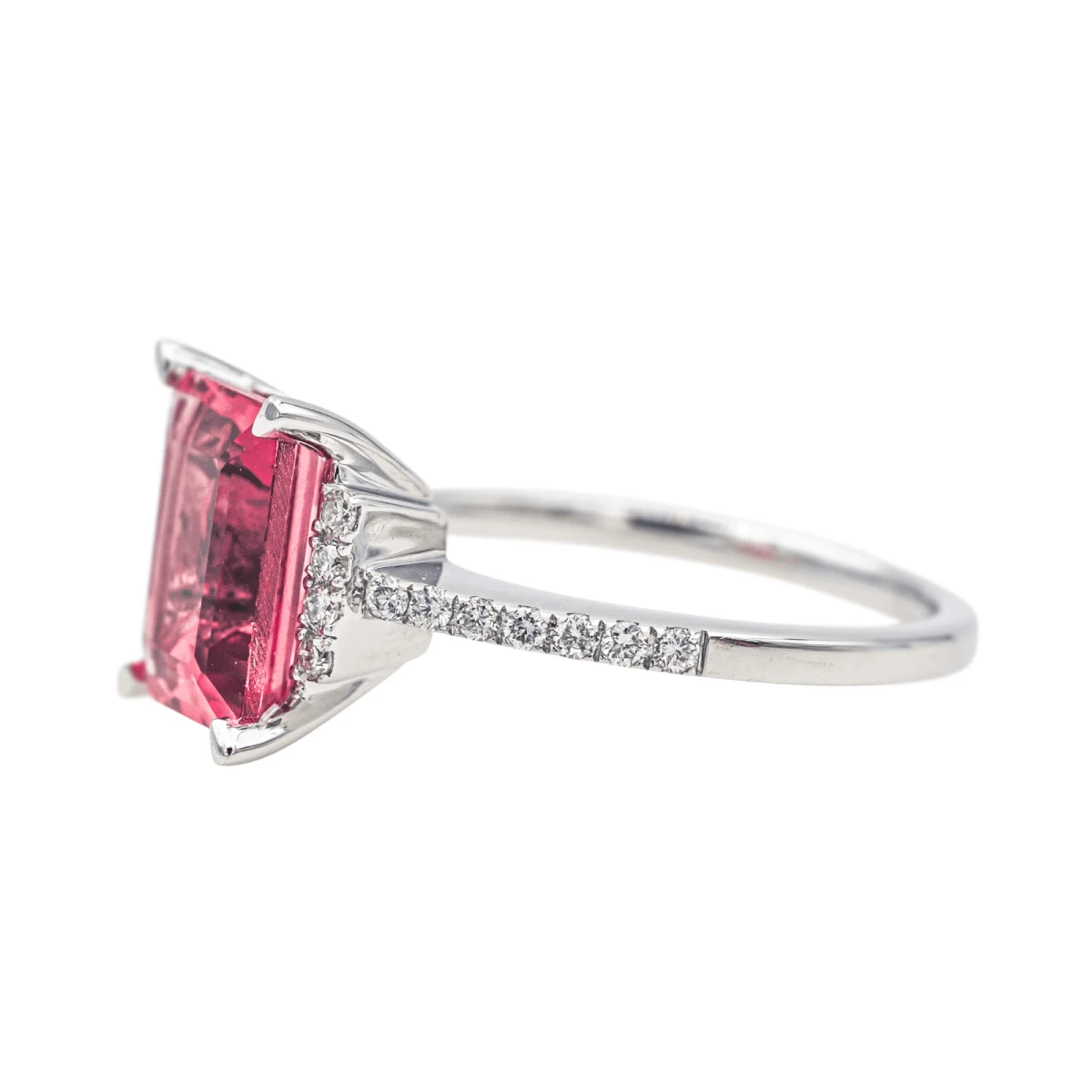 Bague Entourage En Or Blanc, Tourmaline Et Diamants 4 Bague Entourage En Or Blanc, Tourmaline Et Diamants – Image 4