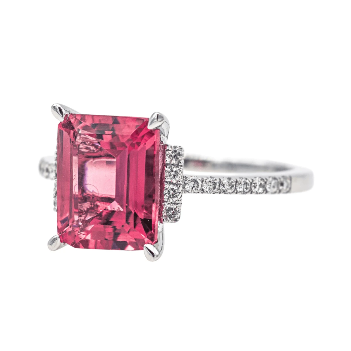 Bague Entourage En Or Blanc, Tourmaline Et Diamants 3 Bague Entourage En Or Blanc, Tourmaline Et Diamants – Image 3