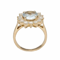 Bague Entourage En Or Jaune, Aigue-marine Et Diamants -Castafiore Boutique bague entourage en or jaune aigue marine et diamants 362582