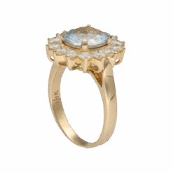 Bague Entourage En Or Jaune, Aigue-marine Et Diamants -Castafiore Boutique bague entourage en or jaune aigue marine et diamants 510954