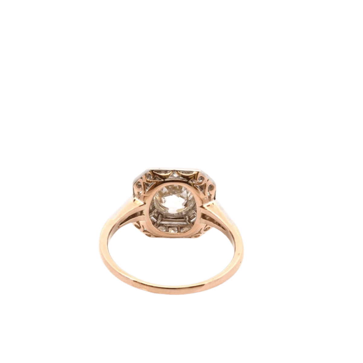 Bague Entourage En Or Jaune, Platine Et Diamants 3 Bague Entourage En Or Jaune, Platine Et Diamants – Image 3