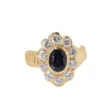 Bague Entourage En Or Jaune, Saphir Ovale Et Diamants