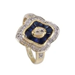 Bague Entourage En Or Jaune Saphirs Et Diamants -Castafiore Boutique bague entourage en or jaune saphirs et diamants 497714