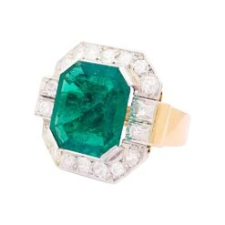 Miller Bague Entourage En Or Rose, Platine, émeraude Et Diamants -Castafiore Boutique bague entourage en or rose platine emeraude et diamants 359032