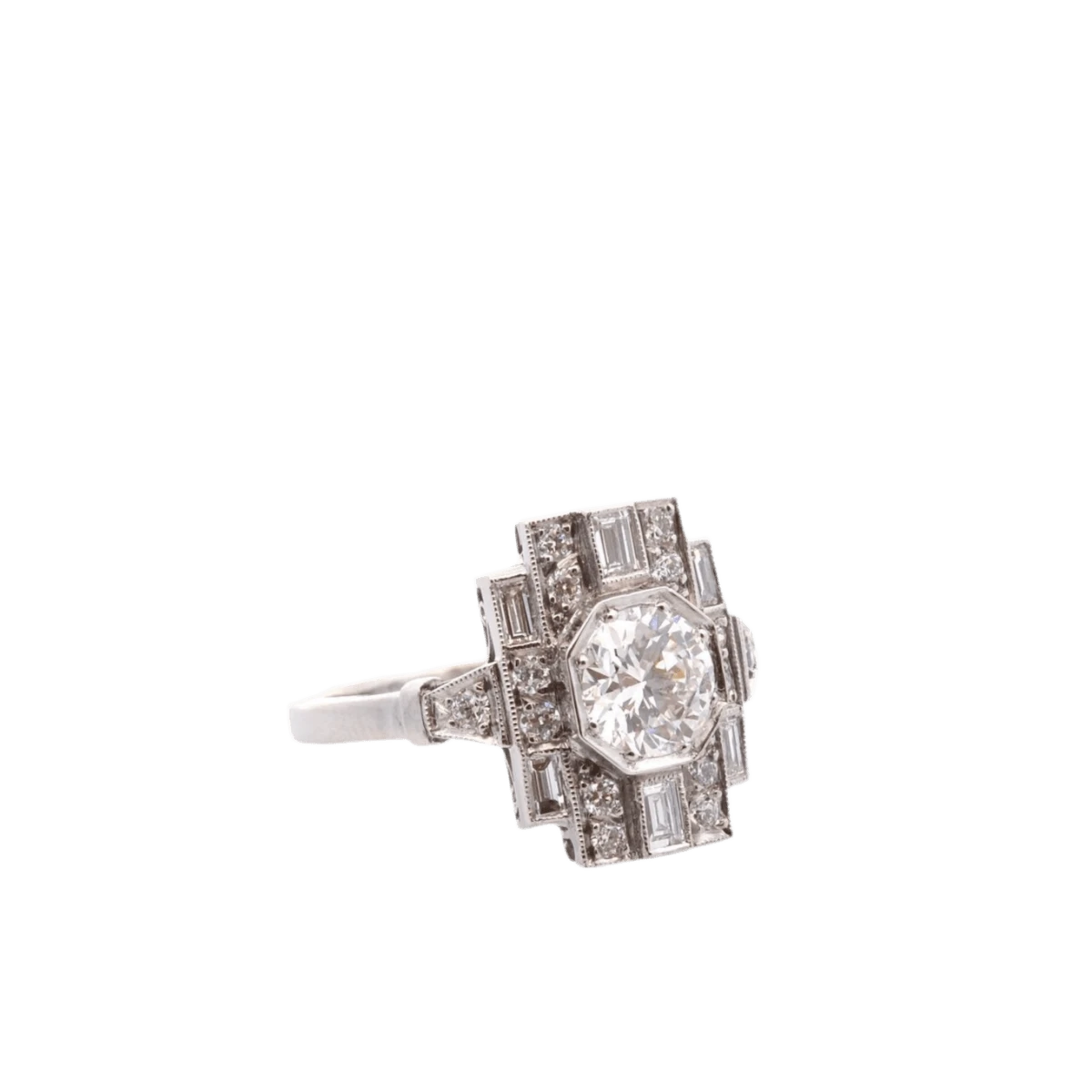 Bague Entourage En Platine Et Diamants 4 Bague Entourage En Platine Et Diamants – Image 4