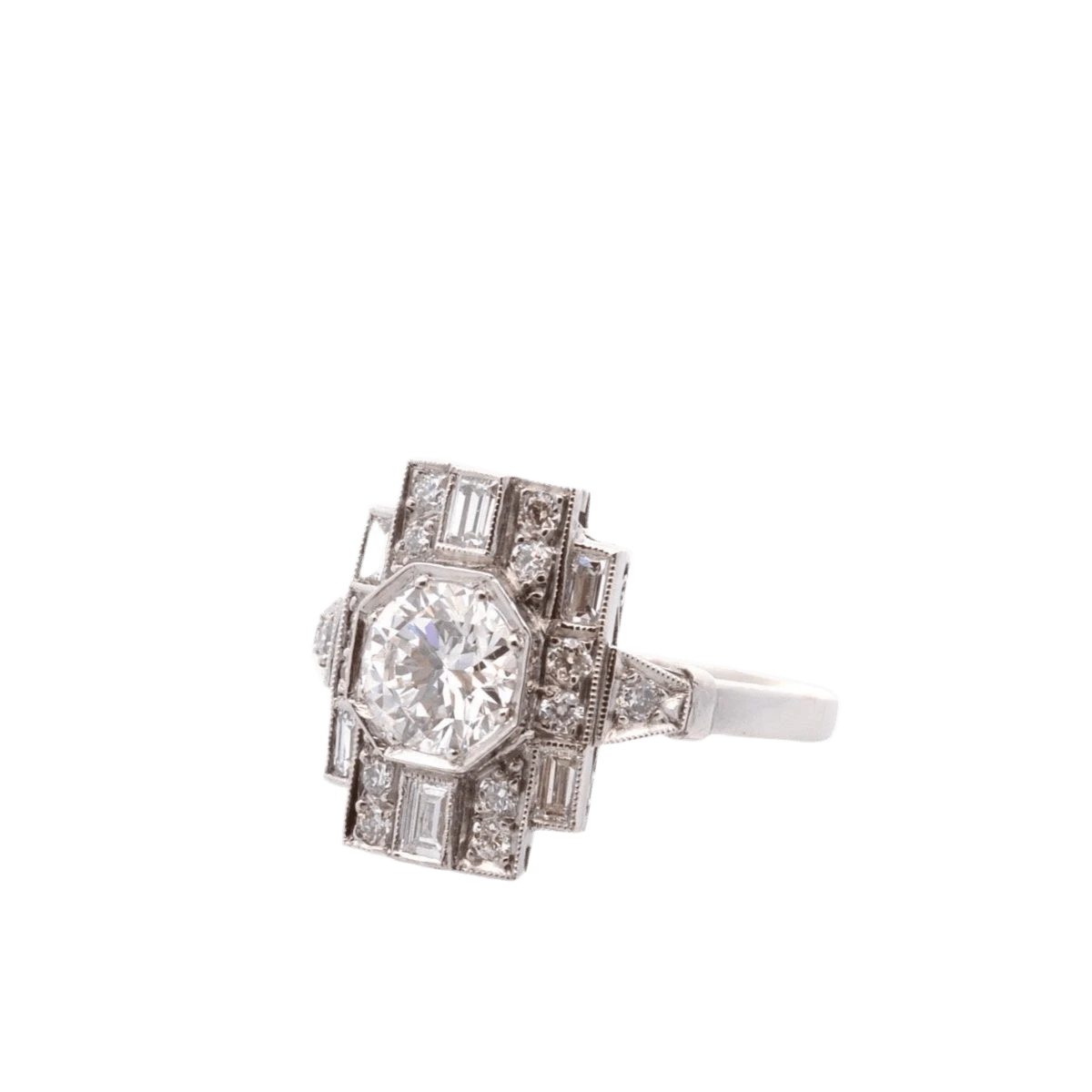 Bague Entourage En Platine Et Diamants 2 Bague Entourage En Platine Et Diamants – Image 2