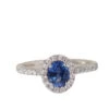 Bague Entourage En Platine, Saphir Ceylan Et Diamants