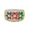 Bague "Fleur" En Or Jaune, Rubis, Saphirs, émeraudes Et Diamants -Castafiore Boutique bague fleur en or jaune rubis saphirs emeraudes et diamants 549023