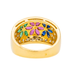Bague "Fleur" En Or Jaune, Rubis, Saphirs, émeraudes Et Diamants 11 Bague "Fleur" En Or Jaune, Rubis, Saphirs, émeraudes Et Diamants -Castafiore Boutique bague fleur en or jaune rubis saphirs emeraudes et diamants 670057