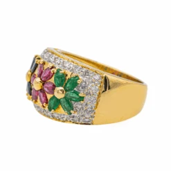 Bague "Fleur" En Or Jaune, Rubis, Saphirs, émeraudes Et Diamants 10 Bague "Fleur" En Or Jaune, Rubis, Saphirs, émeraudes Et Diamants -Castafiore Boutique bague fleur en or jaune rubis saphirs emeraudes et diamants 696831