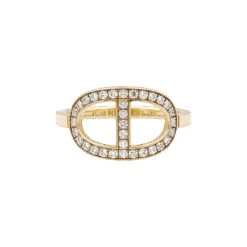 Miller Bague HERMÈS "Chaîne D'ancre Contour" En Or Rose Et Diamants