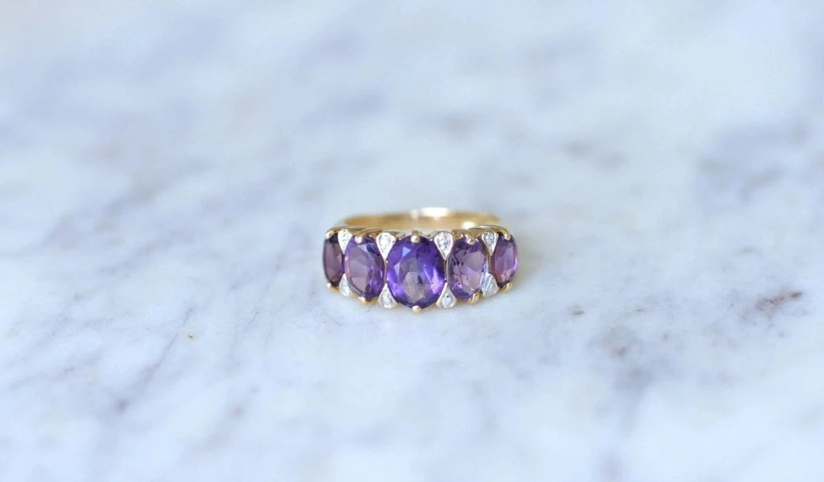 Bague Jarretière Améthystes Et Diamants 1 Bague Jarretière Améthystes Et Diamants