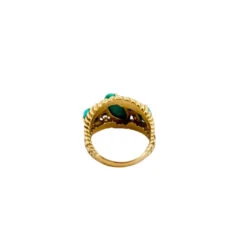 Bague Jarretière En Or Jaune, Turquoise Et Diamants -Castafiore Boutique bague jarretiere en or jaune turquoise et diamants 375508