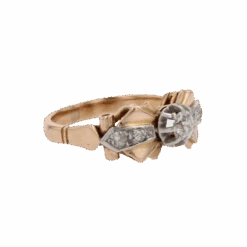 Bague Jarretière En Or Rose, Platine Et Diamants