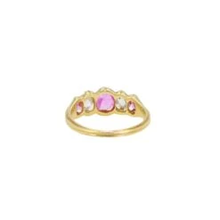 Bague Jarretière En Or Jaune, Saphirs Roses Et Diamants -Castafiore Boutique bague jarretiere saphirs roses diamants taille ancienne 545723