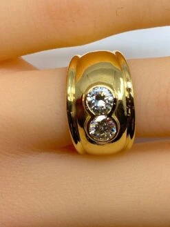 Bague Jonc/ Bandeau En Or Jaune 18 Carats Ornée De 2 Diamants -Castafiore Boutique bague jonc bandeau en or jaune 18 carats ornee de 2 diamants 425703