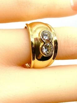 Bague Jonc/ Bandeau En Or Jaune 18 Carats Ornée De 2 Diamants -Castafiore Boutique bague jonc bandeau en or jaune 18 carats ornee de 2 diamants 768606