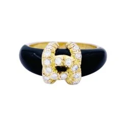 Miller Bague Jonc CARTIER "Double C" En Or Jaune, Onyx Et Diamants -Castafiore Boutique bague jonc cartier double c en or jaune onyx et diamants 311778