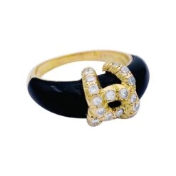 Miller Bague Jonc CARTIER "Double C" En Or Jaune, Onyx Et Diamants -Castafiore Boutique bague jonc cartier double c en or jaune onyx et diamants 824857